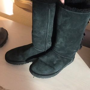 Black Tall Bow Ugg Boots